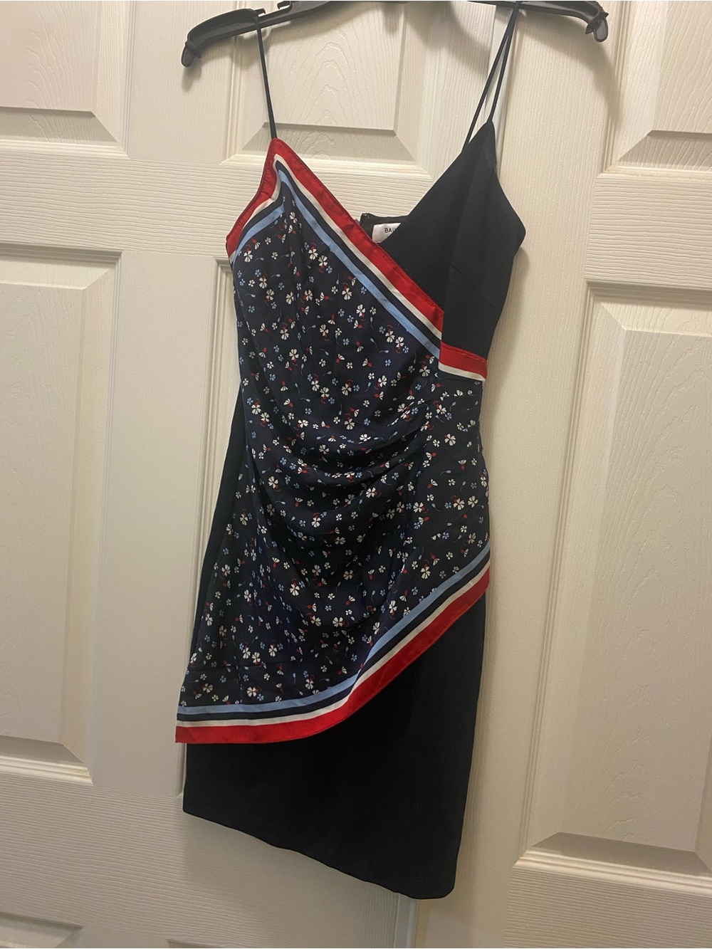 Bailey 44 Navy Floral Slip Dress with Red and Light Blue Trim